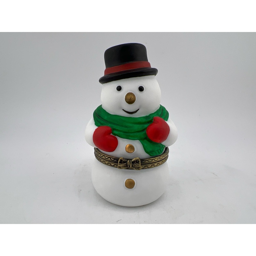 Hinged Snowman Trinket Box Small Decoration Deco Gift Vintage‎
